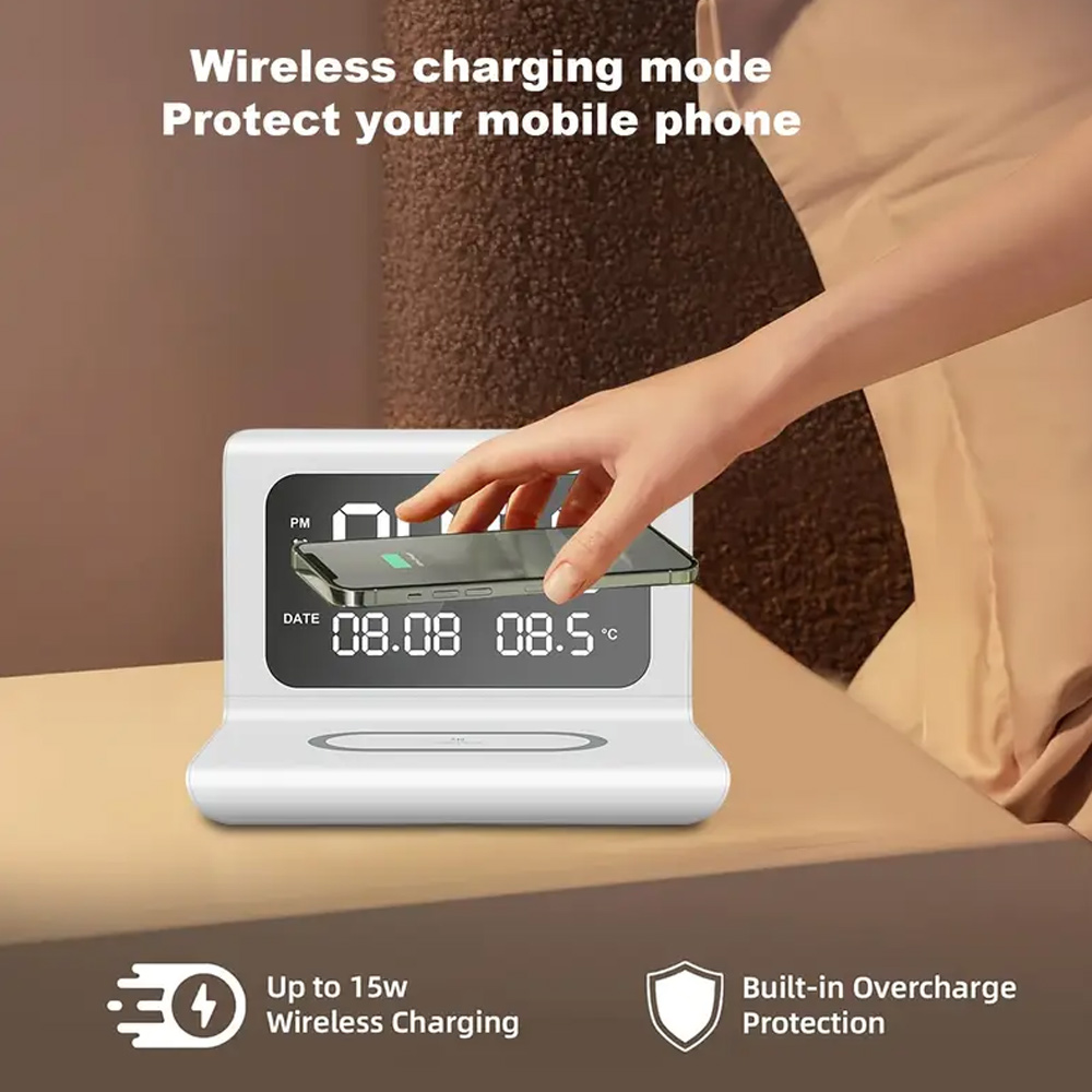 Caricatore Wireless Veloce con - Digital Alarm Clock recensione e prezzo